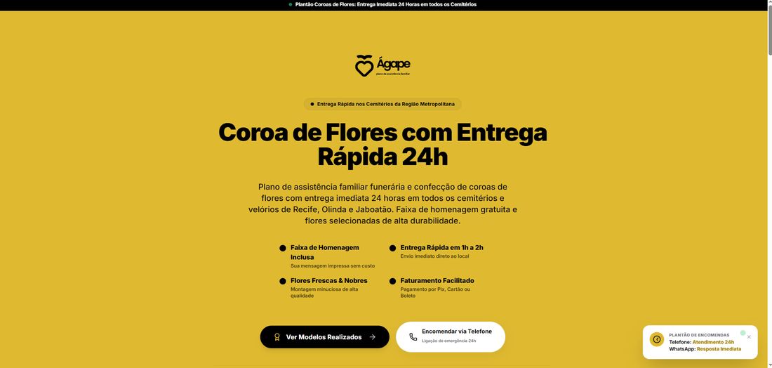 Site Ágape coroa de flores