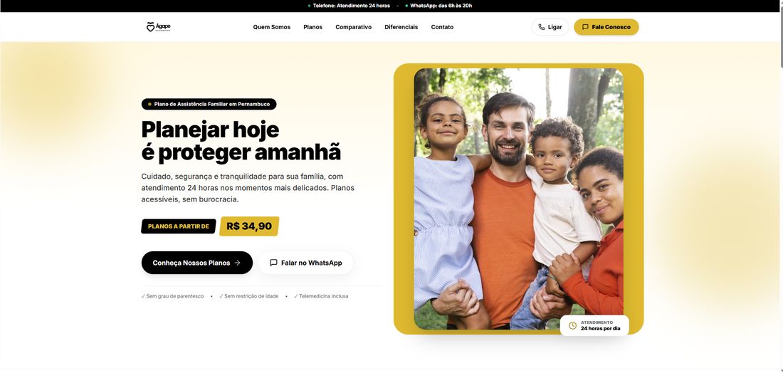 Site Ágape plano familiar